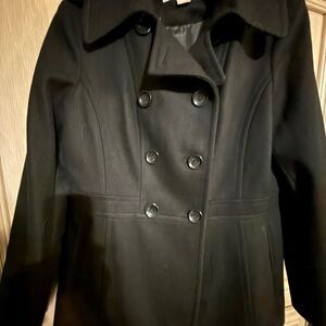 Women's Black Double-Breasted Coat